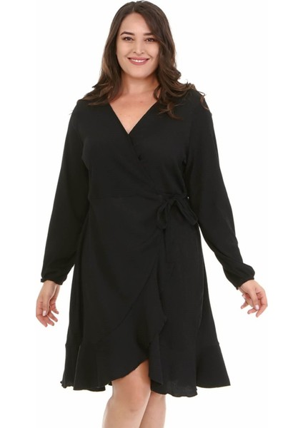 Anvelop Eteği Volanlı Elbise