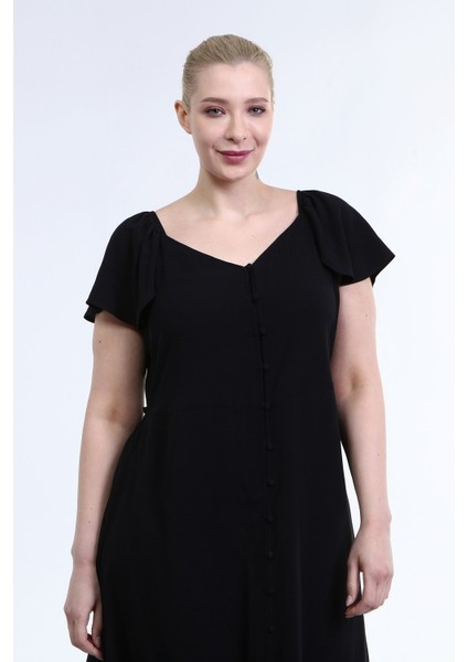 Kolları Volanlı Uzun Elbise indirimleri