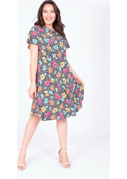 Pelerin Kol Çiçekli Elbise