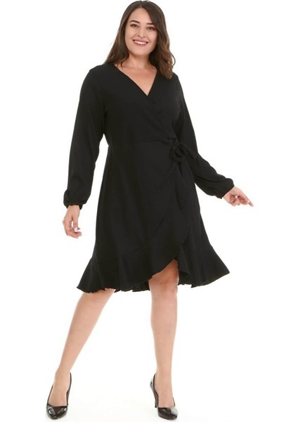 Anvelop Eteği Volanlı Elbise