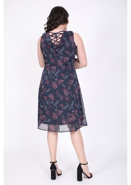 Çapraz Biyeli Astarlı Şifon Elbise