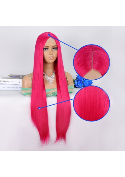 Koyu Pembe Ekstra Uzun Tül Peruk fırsatları