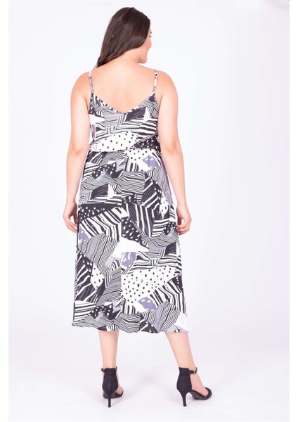 İp Askılı Beli Lastikli Yırtmaçlı Elbise