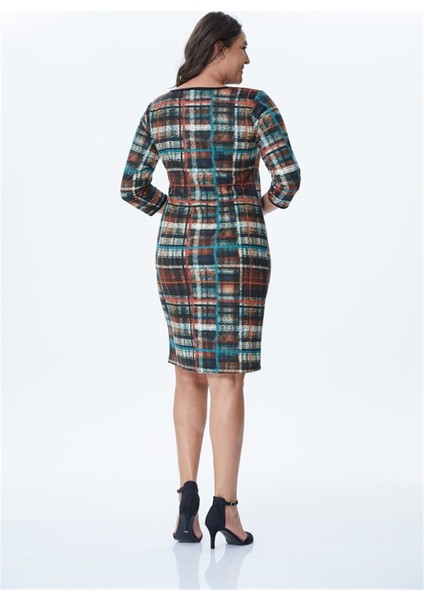 Kareli Desenli Örme Elbise modelleri