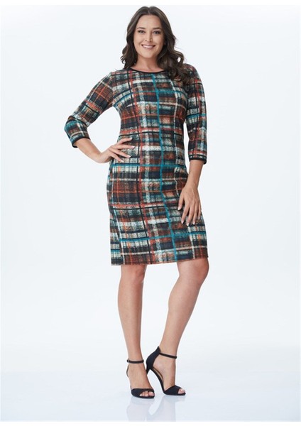 Kareli Desenli Örme Elbise fırsatları