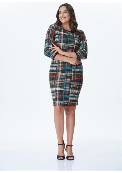 Kareli Desenli Örme Elbise indirimleri