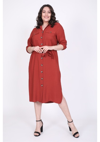 Cepli Kuşaklı Jakarlı Elbise