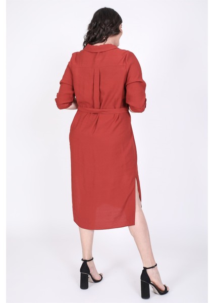 Cepli Kuşaklı Jakarlı Elbise modelleri