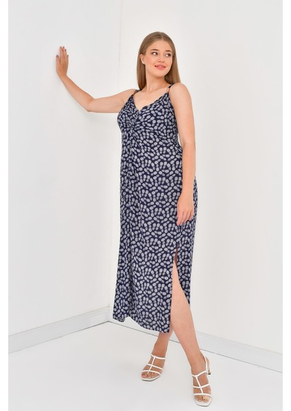 Önü Düğüm Detaylı Askılı Elbise fiyatları