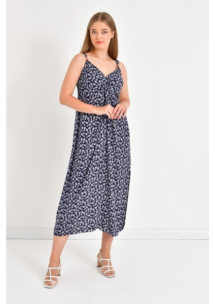 Önü Düğüm Detaylı Askılı Elbise modelleri