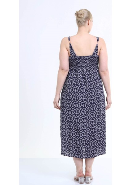 Önü Düğüm Detaylı Askılı Elbise