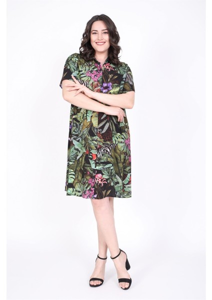 Viskon Kısa Kollu Gömlek Elbise fırsatları