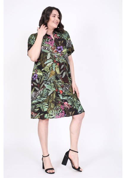 Viskon Kısa Kollu Gömlek Elbise indirimleri