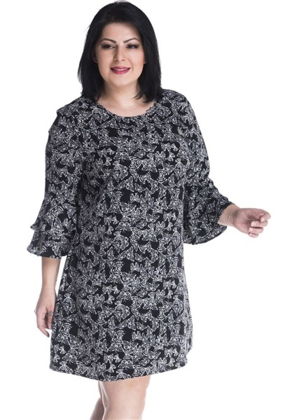 Desenli Kolları Volanlı Elbise fiyatları