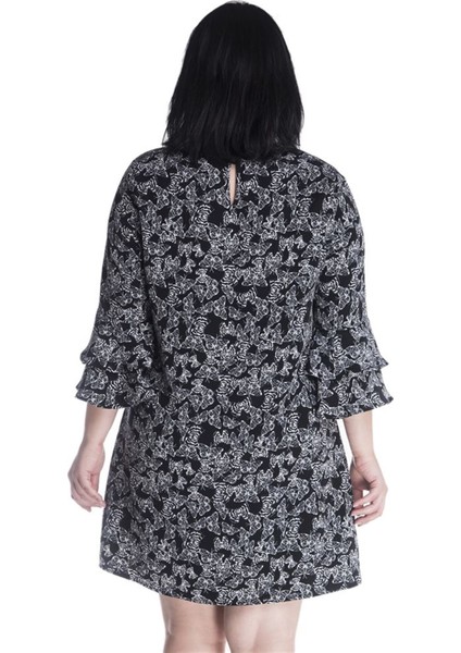 Desenli Kolları Volanlı Elbise modelleri