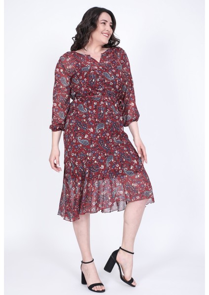 Eteği Volanlı Şifon Elbise fiyatları