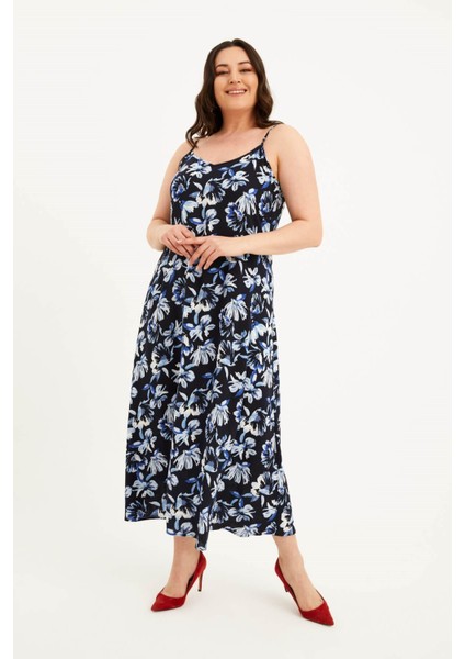 İp Askılı V Yaka Bağcıklı Elbise