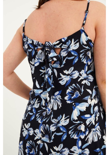 İp Askılı V Yaka Bağcıklı Elbise