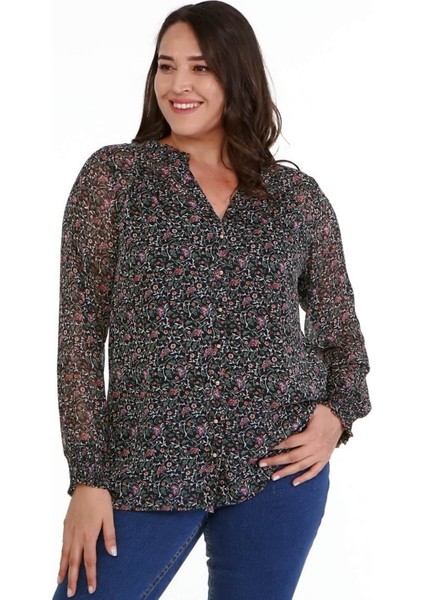 Desenli Şifon Gömlek