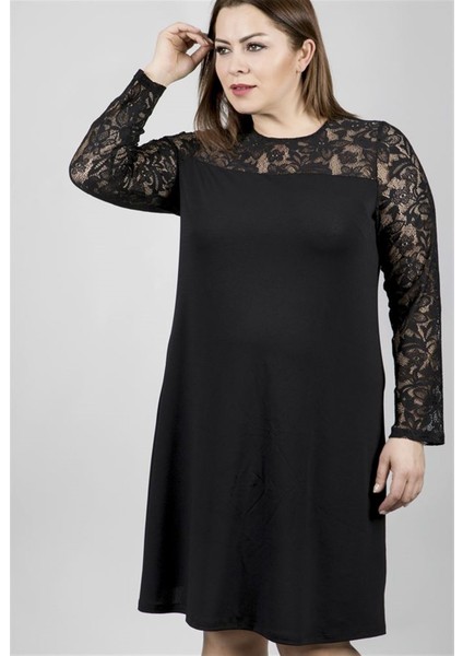 Omuzu ve Kolları Dantelli Elbise fiyatları