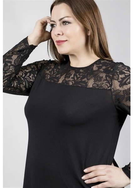 Omuzu ve Kolları Dantelli Elbise modelleri