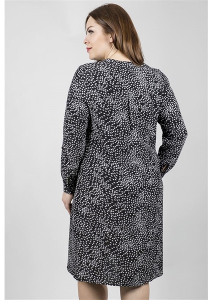 Uzun Kollu Damla Desenli Maroken Elbise modelleri