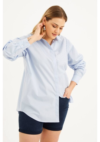 Oversize Taş Baskılı Poplin Gömlek fiyatları