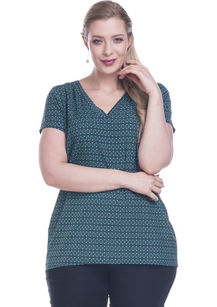 Kısa Kollu V-Yakalı Krep Tişört