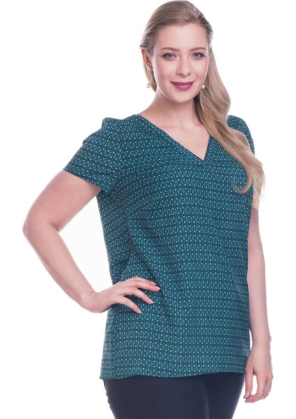 Kısa Kollu V-Yakalı Krep Tişört indirimleri