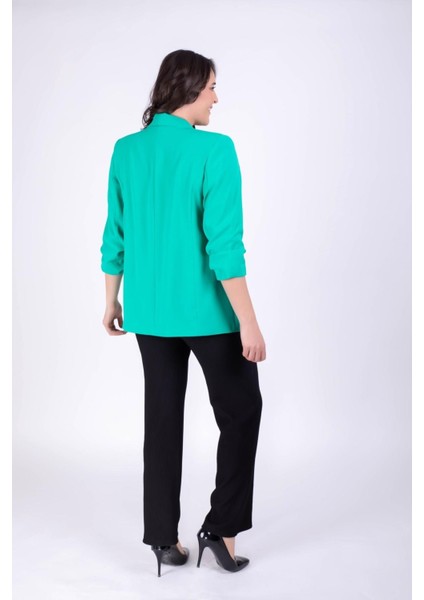 Kol Detaylı Astarlı Blazer Ceket