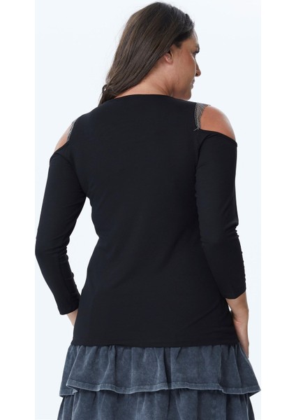 Omuzda Zincir Detaylı Uzun Kollu Tişört fiyatları