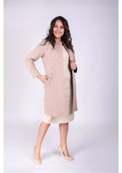 Jakarlı Simli Uzun Ceket