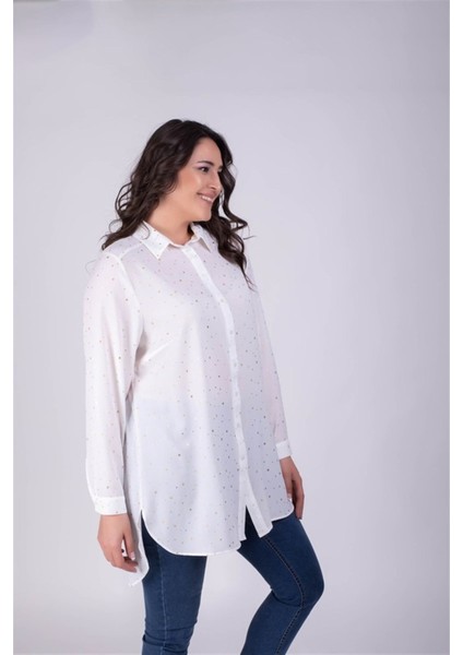 Yaldız Baskılı Uzun Gömlek
