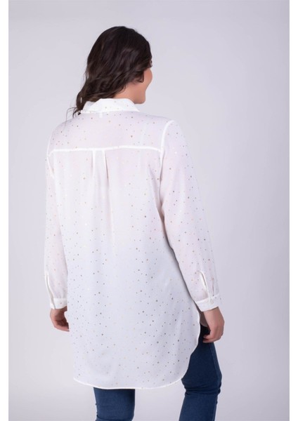 Yaldız Baskılı Uzun Gömlek
