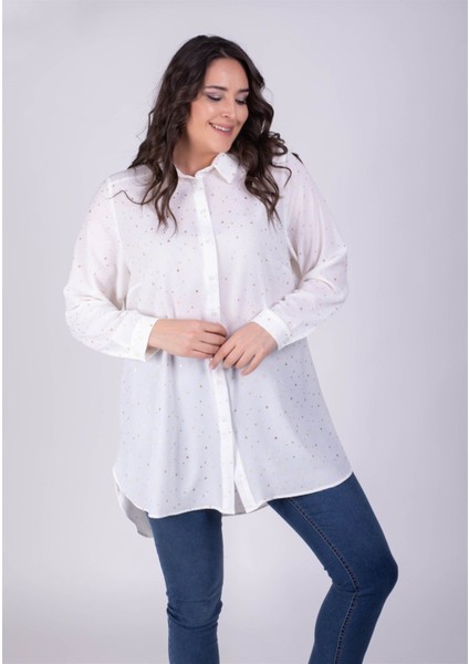 Yaldız Baskılı Uzun Gömlek