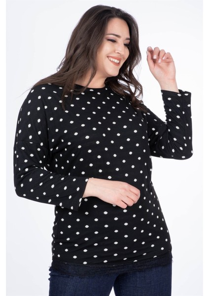 Eteği Dantelli Penye Tişört indirimleri