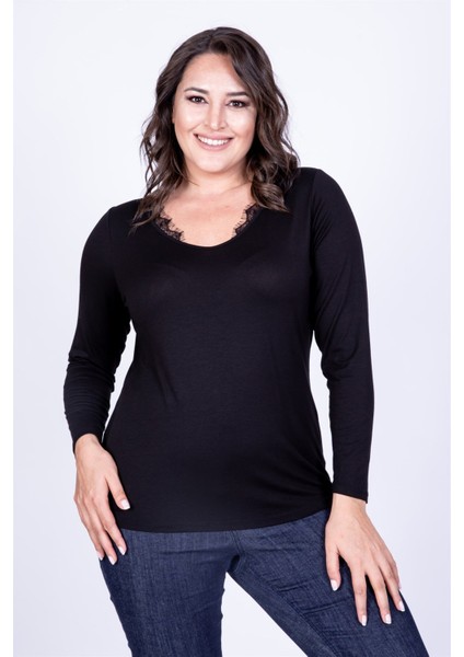 Dantel V Yaka Tişört fırsatları