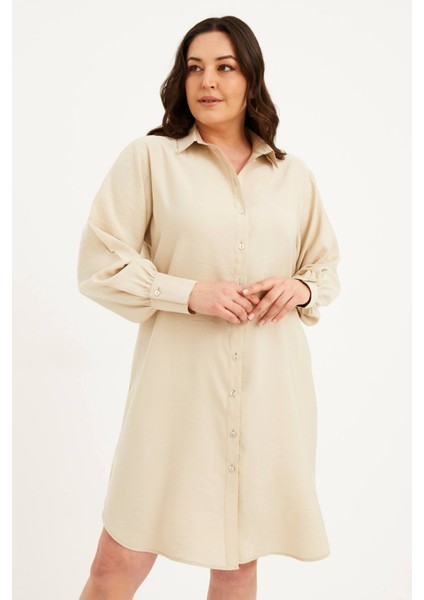Uzun Kollu Gömlek Elbise