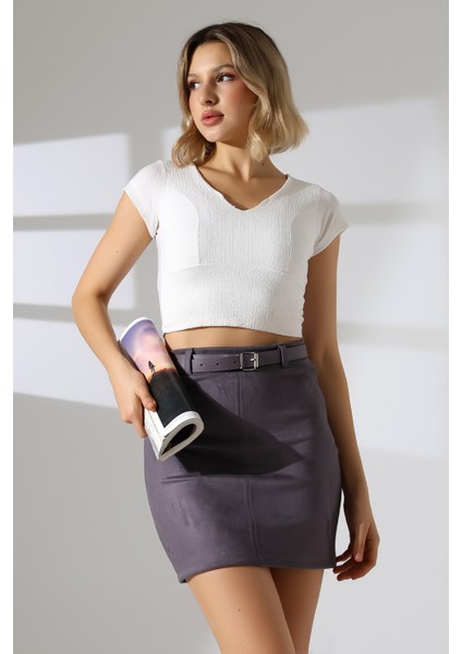 Mini Süet Etek Kemerli modelleri