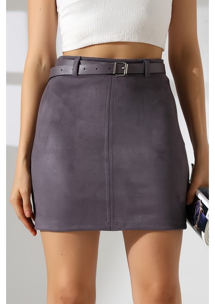 Mini Süet Etek Kemerli