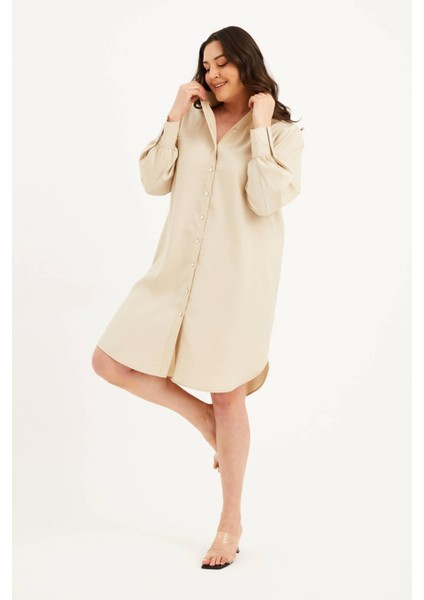 Uzun Kollu Gömlek Elbise