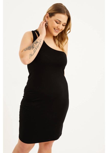 Tek Omuz Pencere Detaylı Elbise modelleri