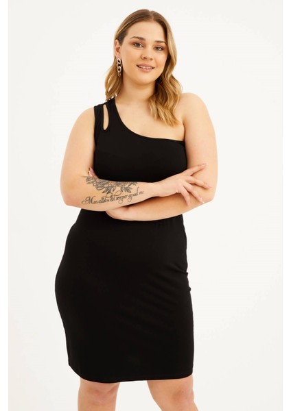 Tek Omuz Pencere Detaylı Elbise fırsatları