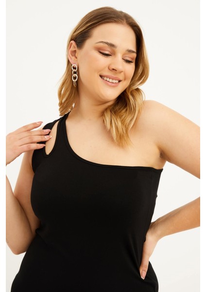 Tek Omuz Pencere Detaylı Elbise indirimleri