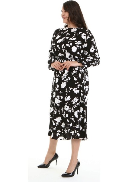 Fırfır Detaylı Kuşaklı Uzun Elbise modelleri