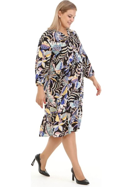 V Yaka Fırfırlı Elbise modelleri