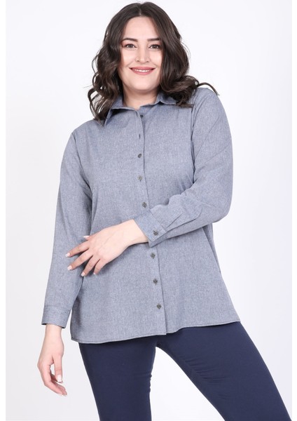 Denim Görünümlü Gömlek