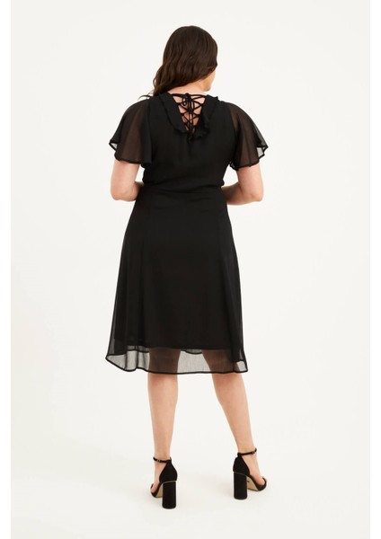 Arkası Çapraz Biyeli Şifon Elbise indirimleri