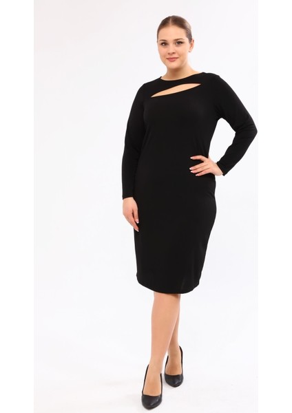 Yaka Detaylı Örme Elbise