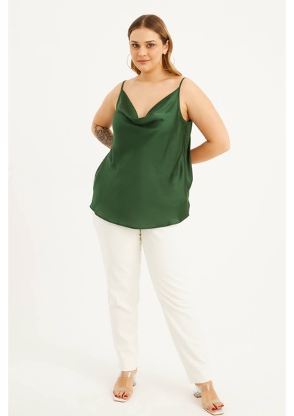 Saten Degaje Yaka İp Askılı Bluz indirimleri